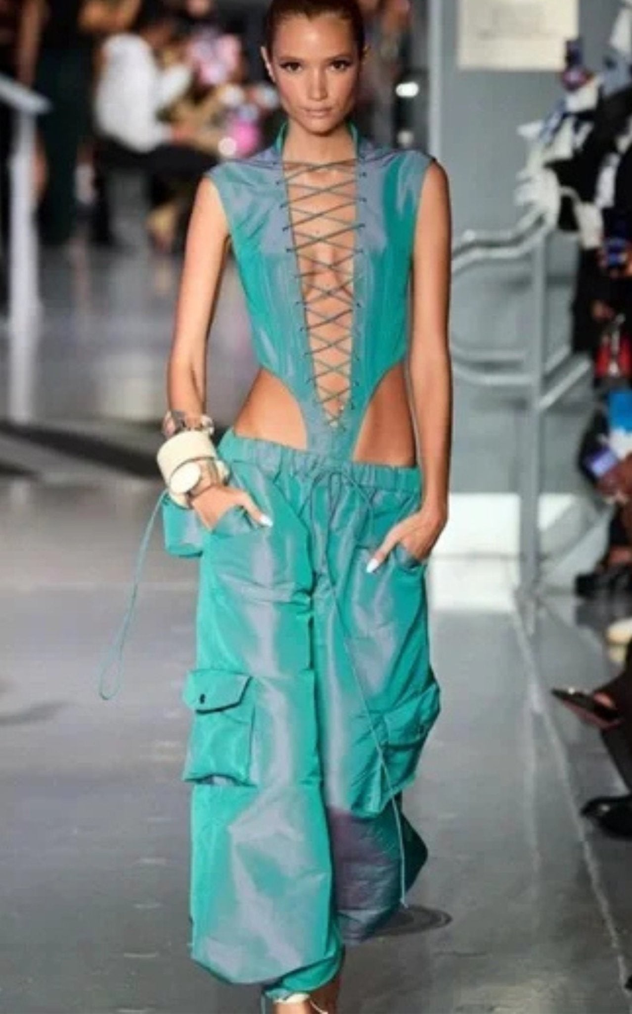 LaQuan Smith Sleeveless Lace - up Bodysuit - Runway Catalog