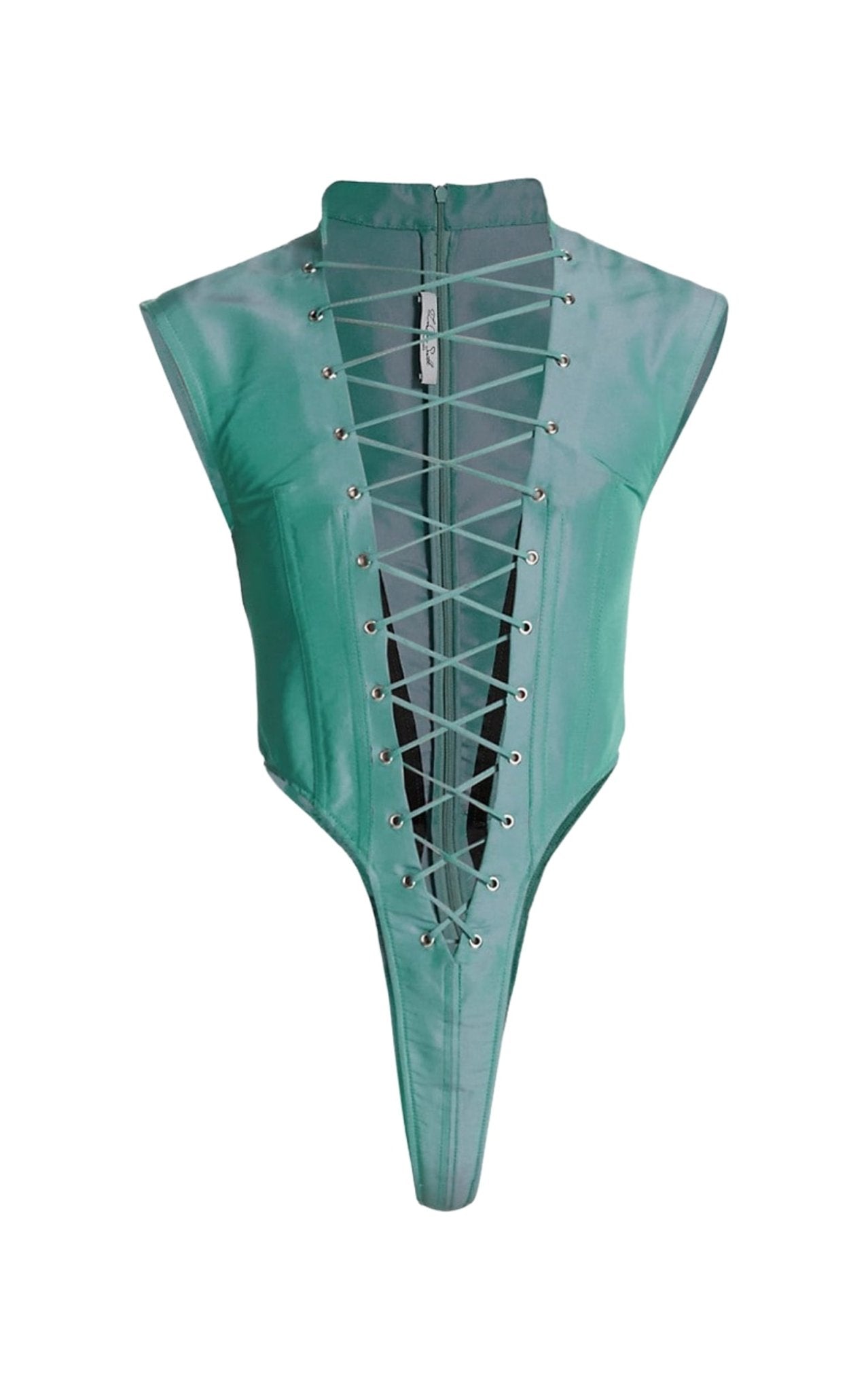 LaQuan Smith Sleeveless Lace - up Bodysuit - Runway Catalog