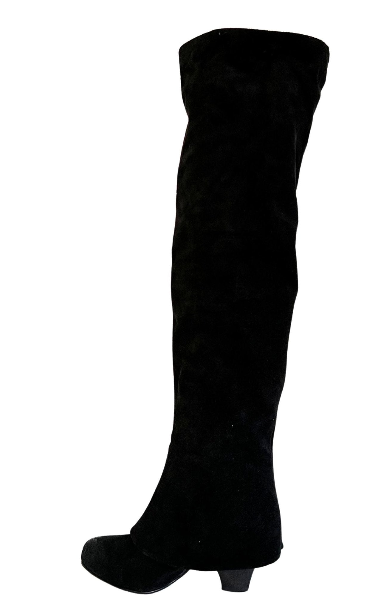 Latitude Femme Over - the - knee Black Suede Boots - Runway Catalog