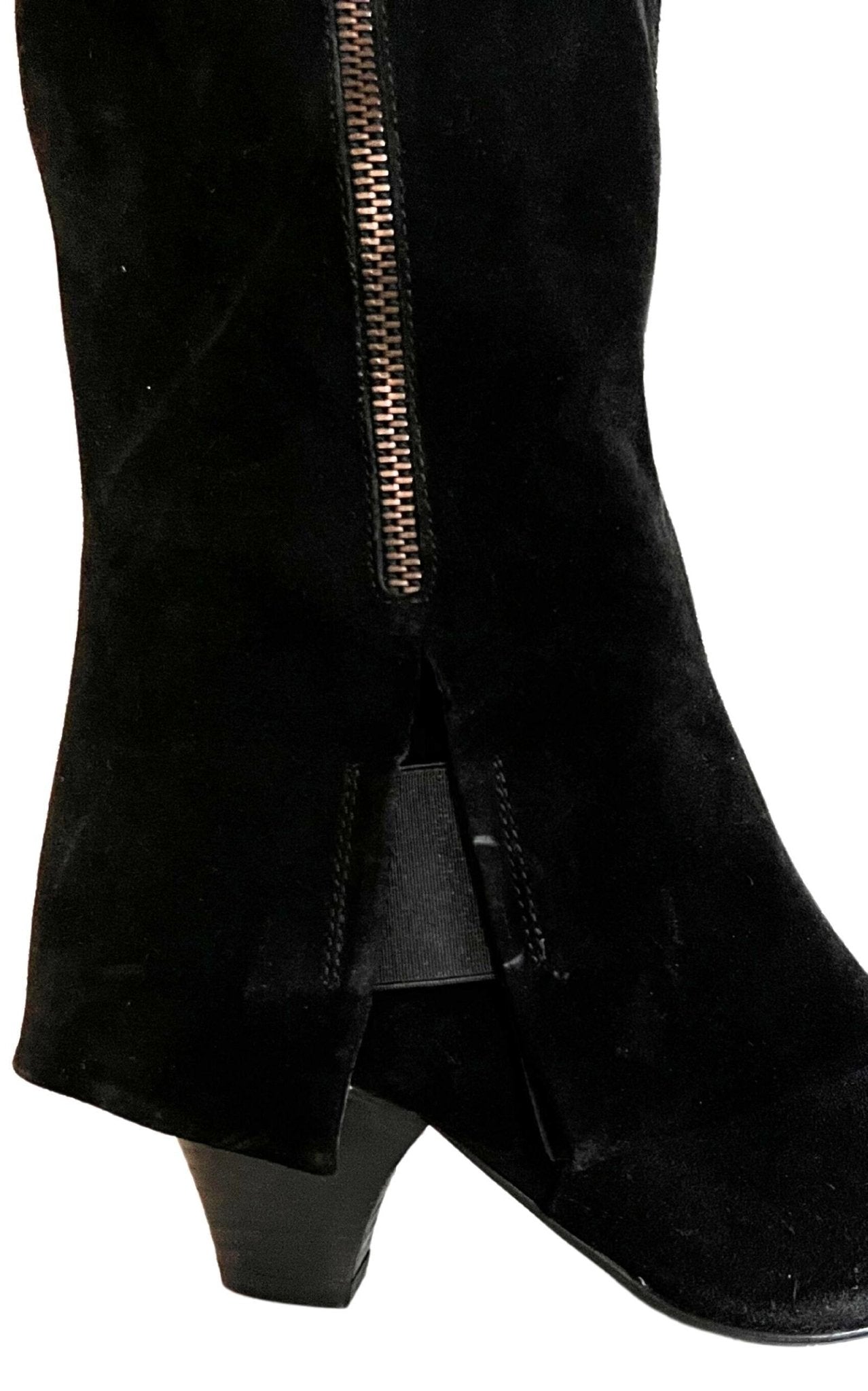 Latitude Femme Over - the - knee Black Suede Boots - Runway Catalog