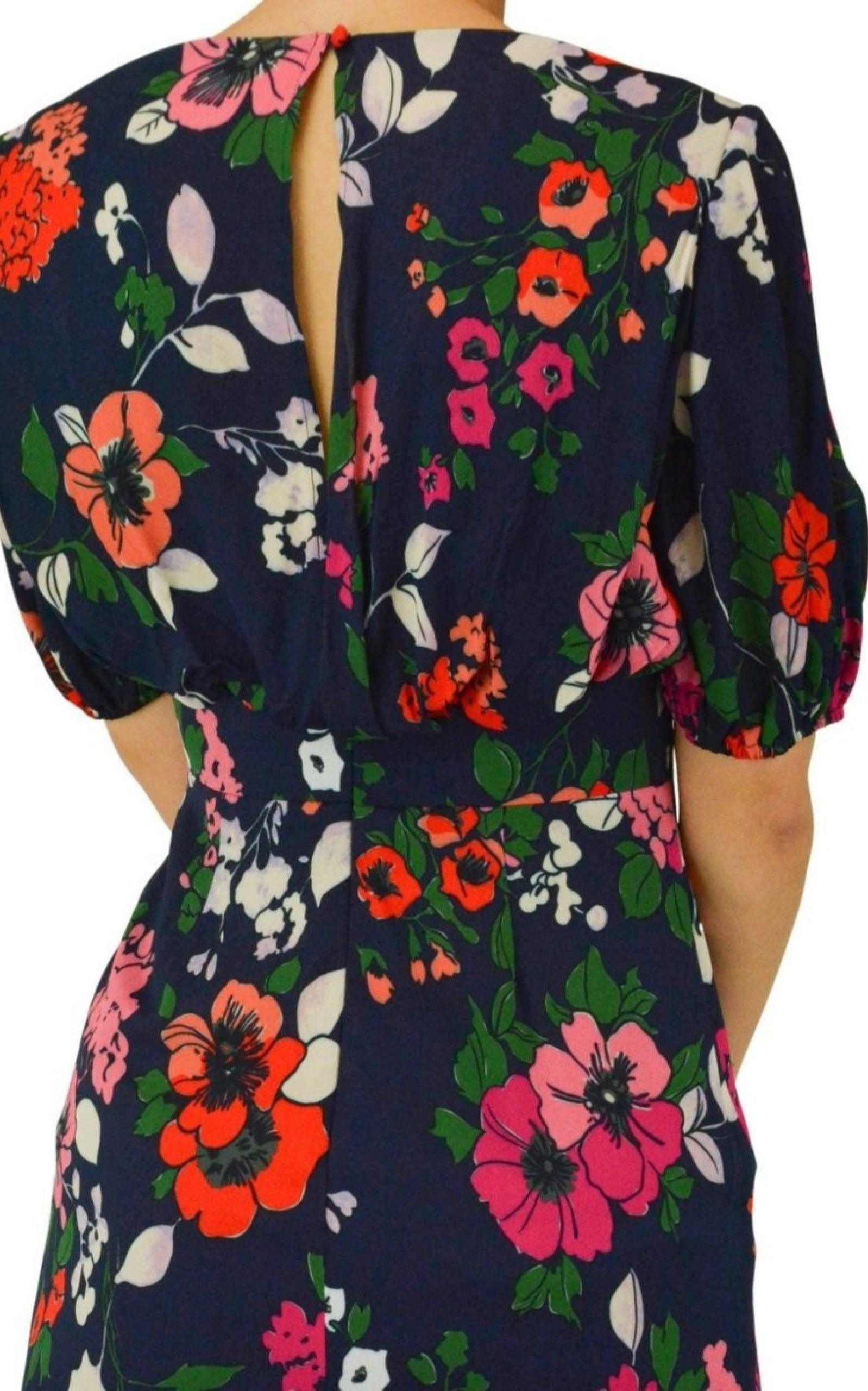 Floral Printed Georgette V-Neck Gown Lela Rose