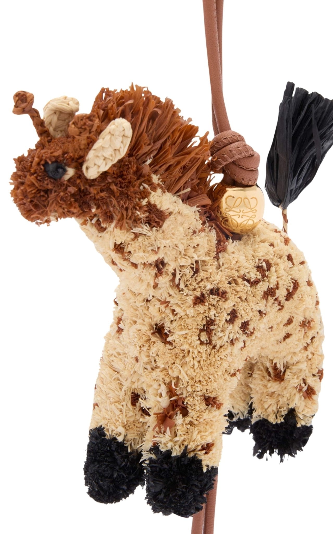 Loewe Giraffe Bag Charm in Raffia and Calfskin - Runway Catalog