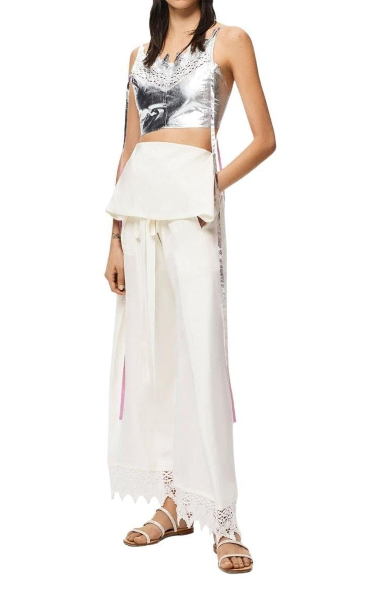 Loewe Ibiza Macramé Belted Trousers - Runway Catalog