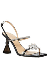 Crystal-Embellished Patent Leather Slingback Sandals MACH & MACH