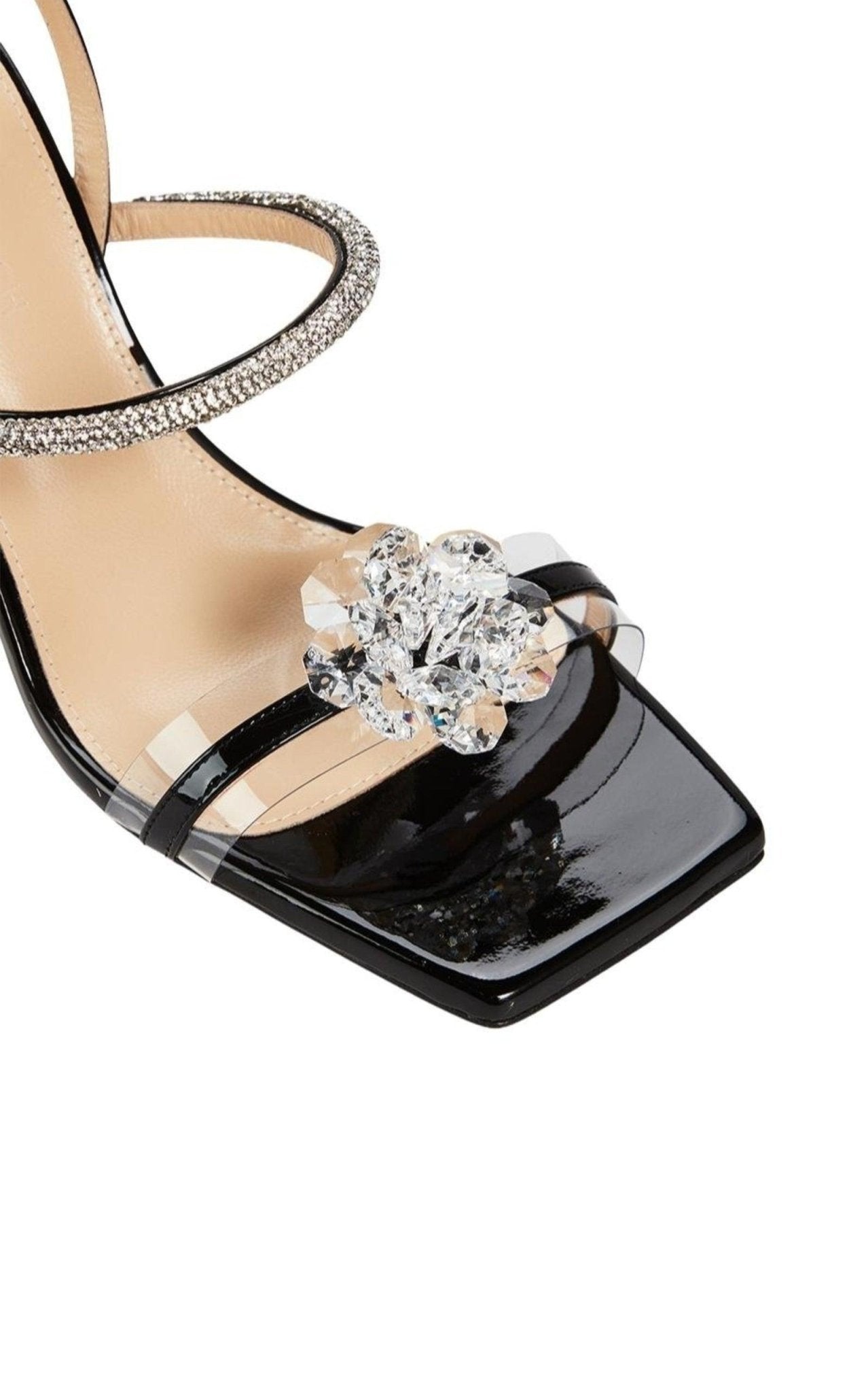 MACH & MACH Crystal - Embellished Patent Leather Slingback Sandals - Runway Catalog