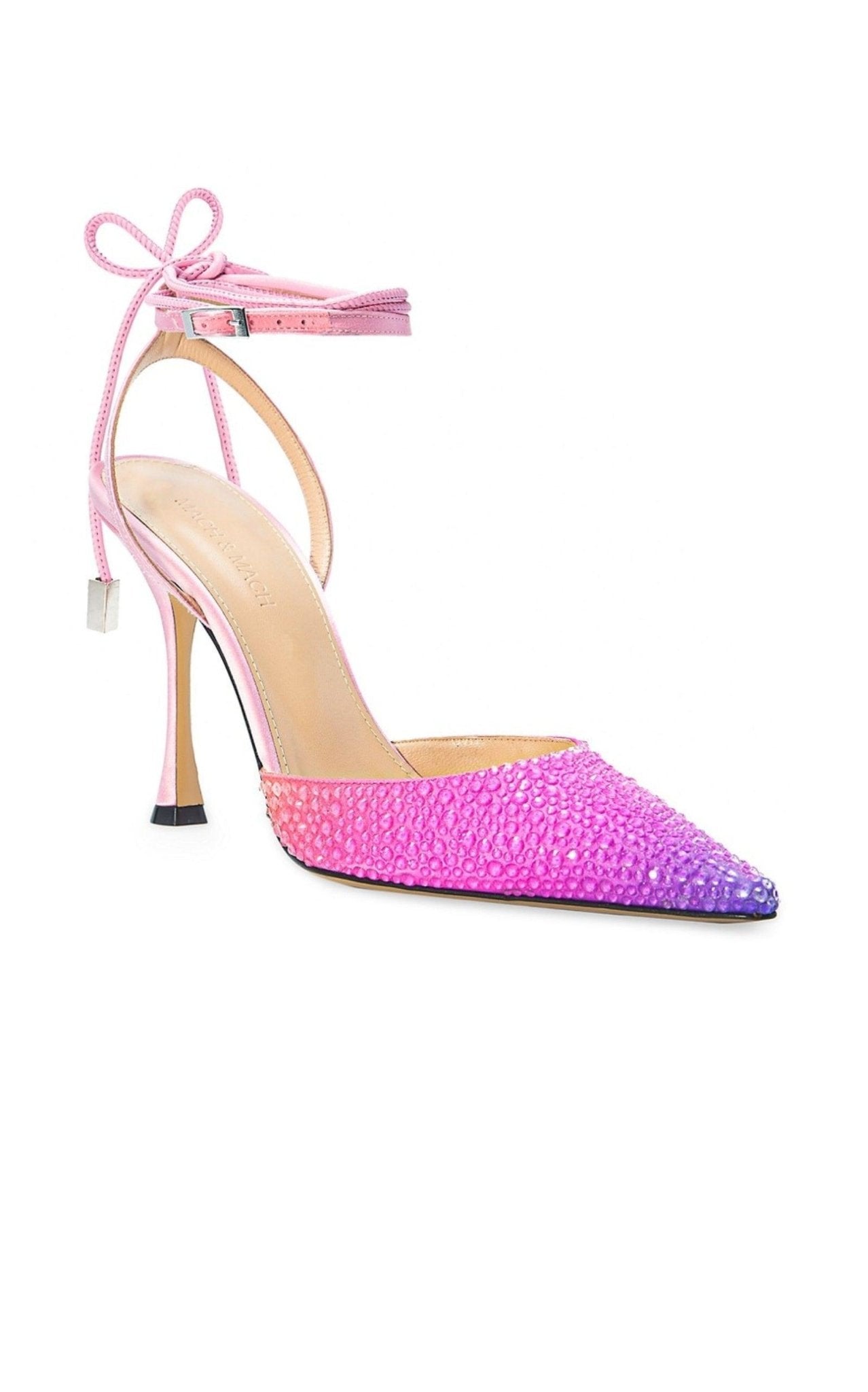 MACH & MACH Crystal Embellished Sandals in Ombre Satin - Runway Catalog
