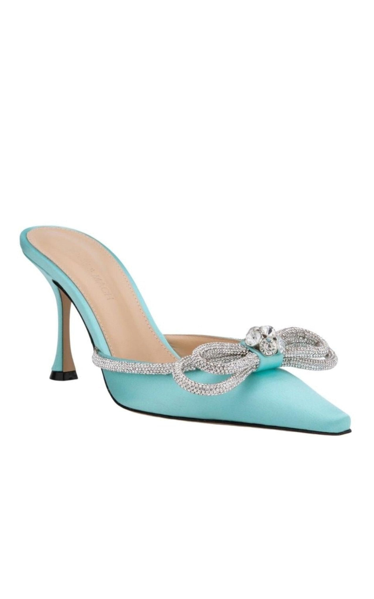 MACH & MACH Double Bow Satin Mules - Runway Catalog