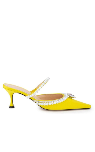 MACH & MACH Yellow Diamond & Pearl 65 Heels - Runway Catalog