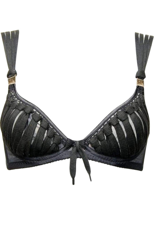 Black Shoelace Plunge Bra MADE BY NIKI