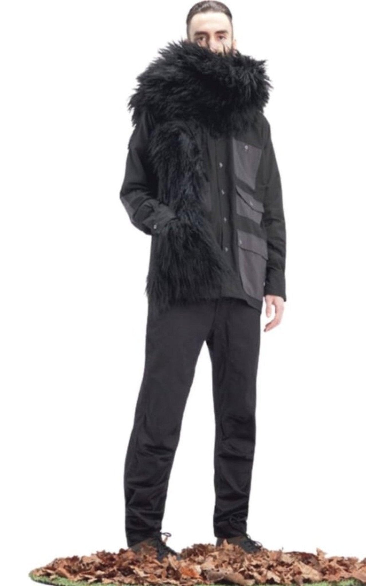 Maharishi Pacifist military design Long Hair Sheepskin Scarf - Runway Catalog