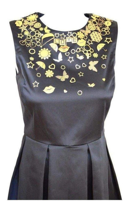 Black Gold Embellished Details Dress Manish Arora