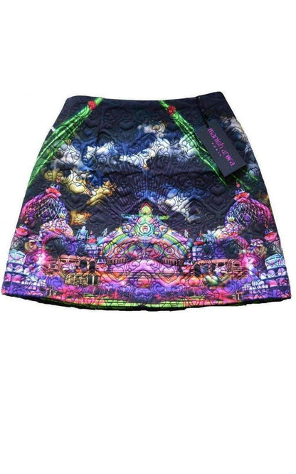 Cloud Print Quilted Cotton Mini Skirt Manish Arora