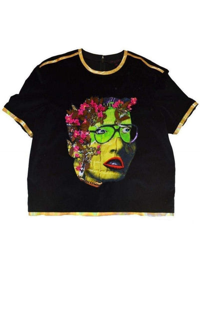 Manish Arora Face Painted Front Velvet Top - Runway Catalog