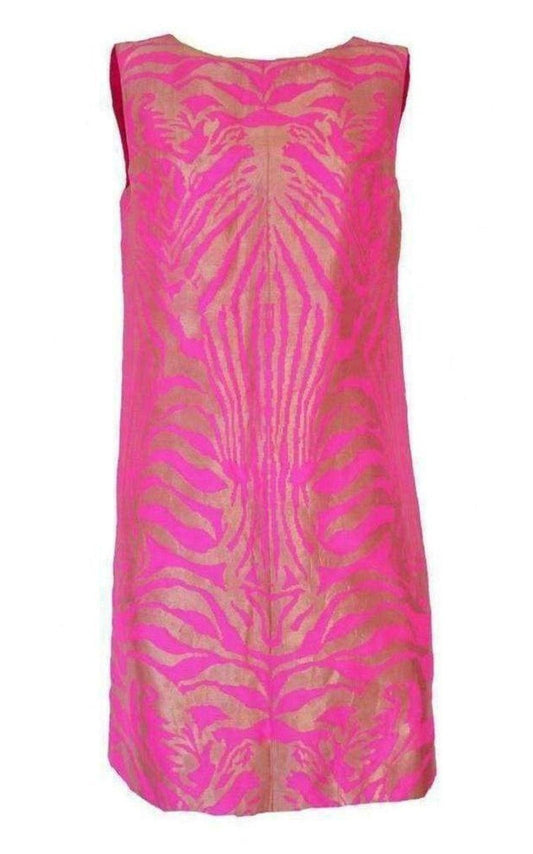 Gold Tiger Print Open Back Silk Dress Manish Arora