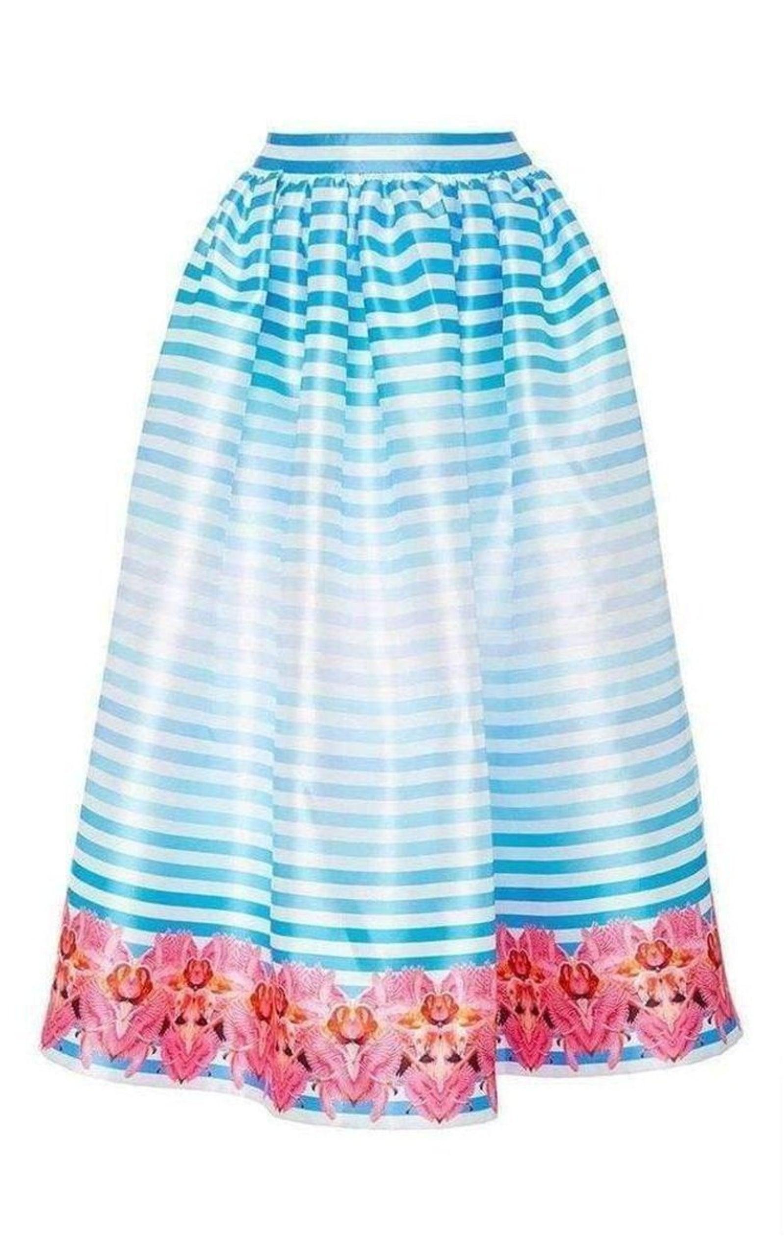 Pleated Print A-Line Skirt Manish Arora