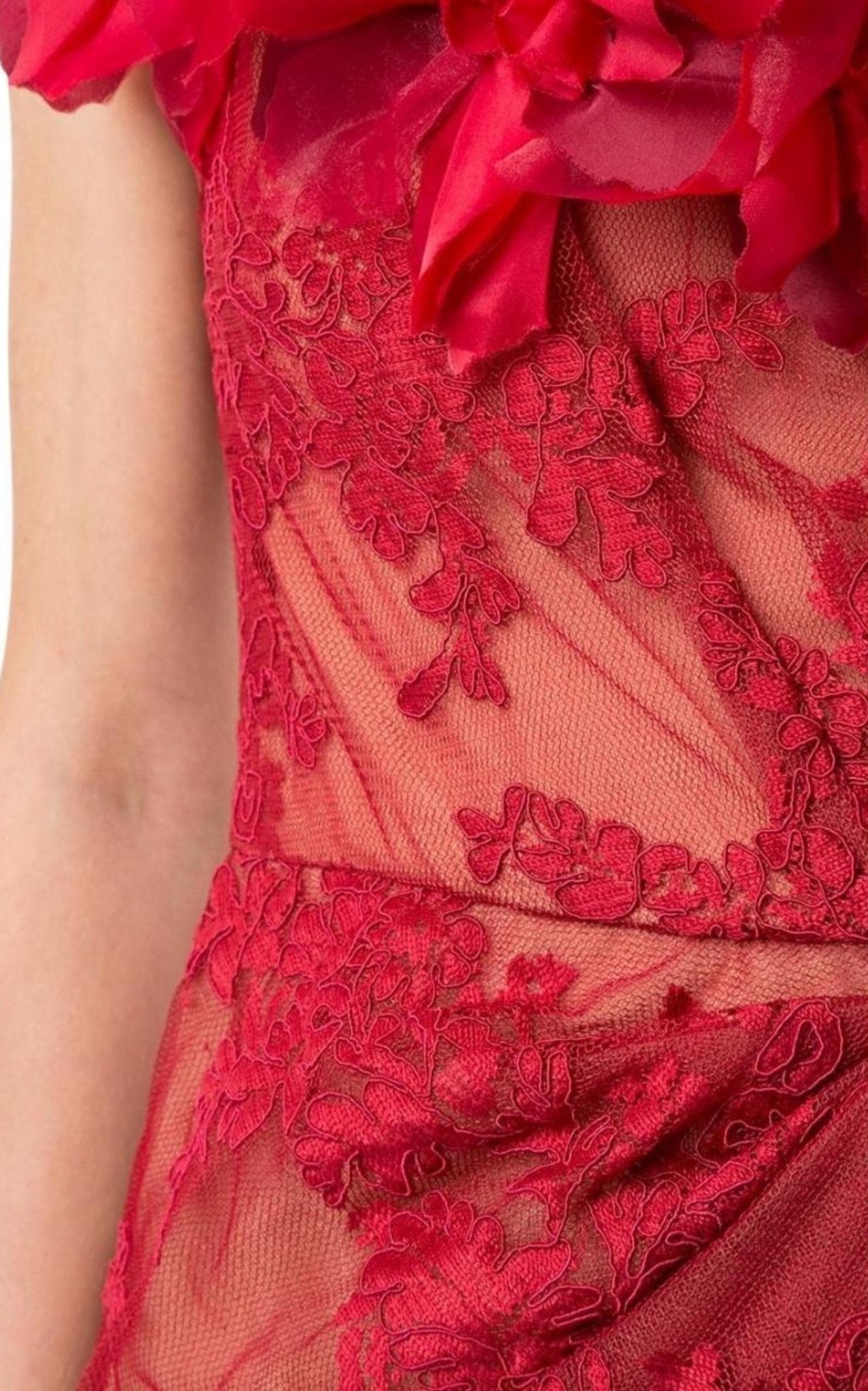 Marchesa Floral Lace Off - The - Shoulder Gown - Runway Catalog