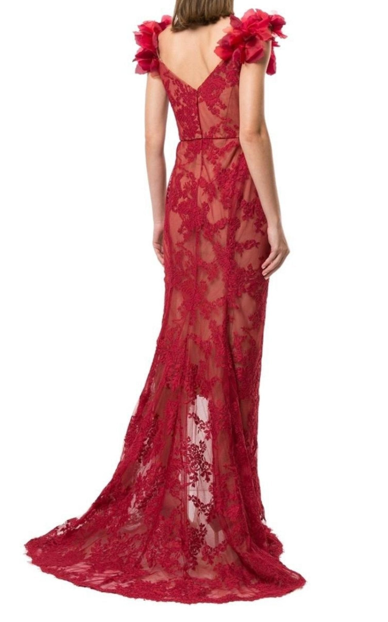 Marchesa Floral Lace Off - The - Shoulder Gown - Runway Catalog