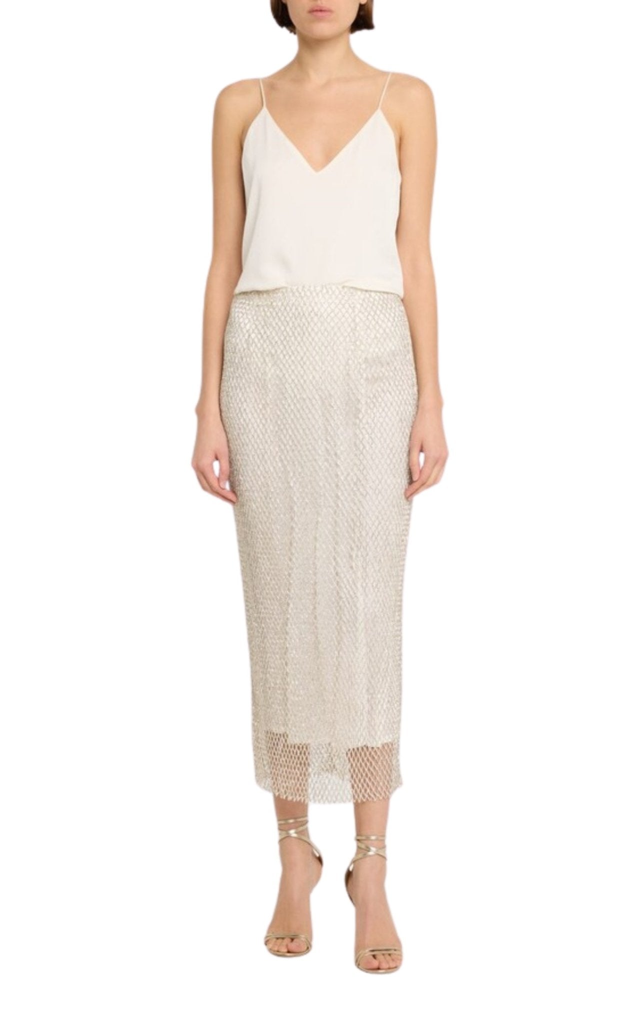 MARKARIAN Ulla Mesh Rhinestone - Embellished Pencil Skirt - Runway Catalog