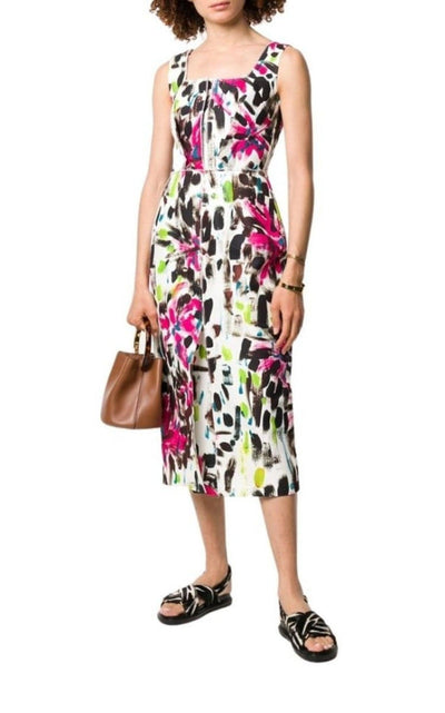 Paintbrush Print Cotton Dress Marni