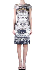 Ebony Scroll Print Silk Dress Mary Katrantzou