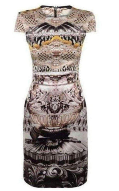 Mary Katrantzou Ebony Scroll Print Silk Dress - Runway Catalog