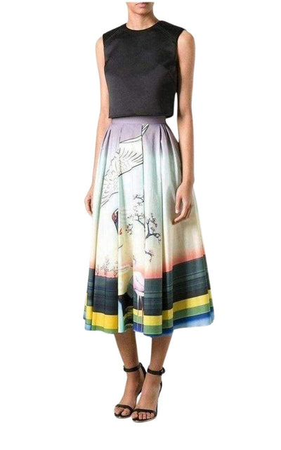 Mary Katrantzou Flamingo Print Cotton Skirt - Runway Catalog