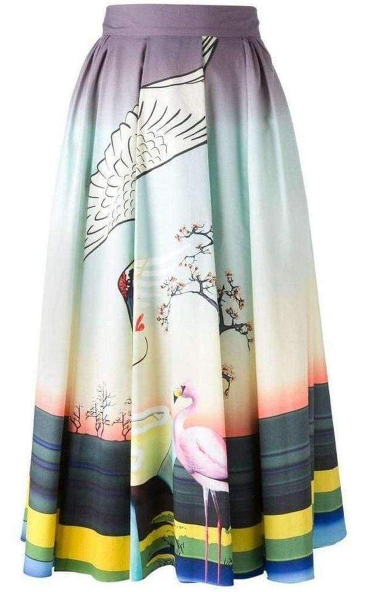 Mary Katrantzou Flamingo Print Cotton Skirt - Runway Catalog