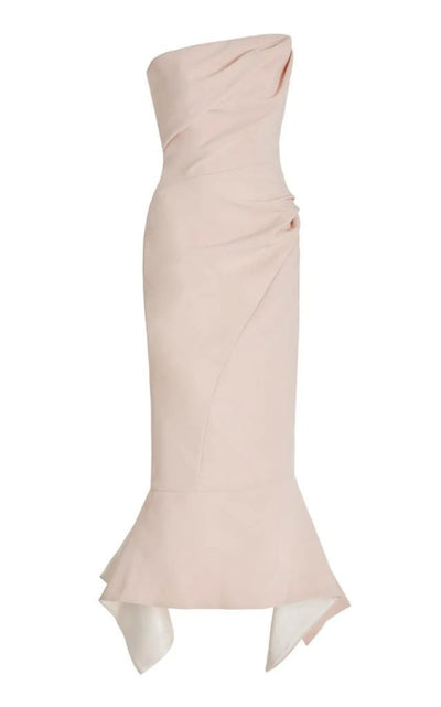 Maticevski Suffix Strapless Blush Crepe Midi Dress - Runway Catalog