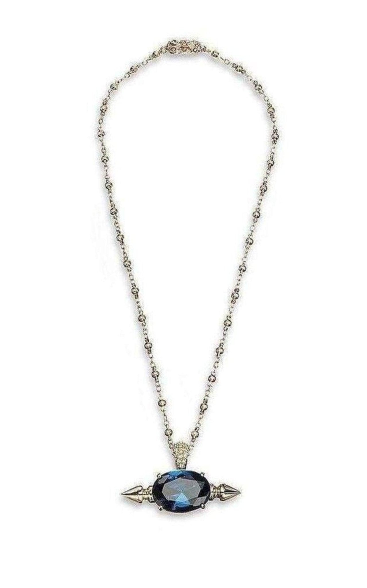 Mawi Spike and Oval Blue Crystal Necklace - Runway Catalog