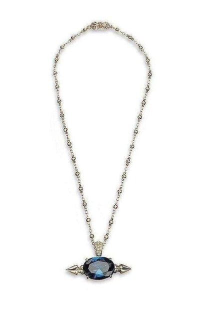 Mawi Spike and Oval Blue Crystal Necklace - Runway Catalog