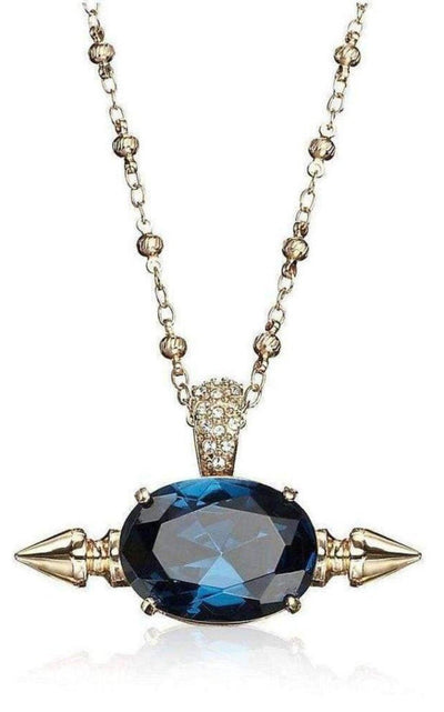 Mawi Spike and Oval Blue Crystal Necklace - Runway Catalog