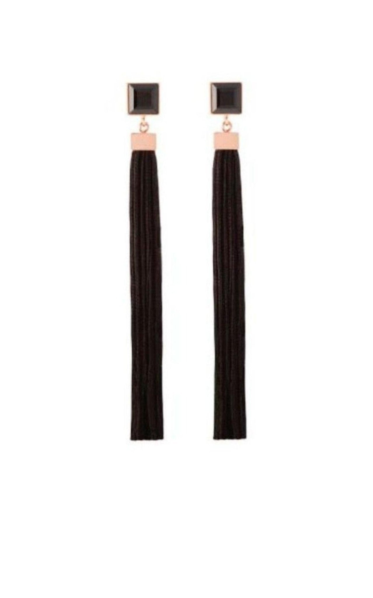 May Moma Fay Rose Gold Fringes Crystal Earrings - Runway Catalog