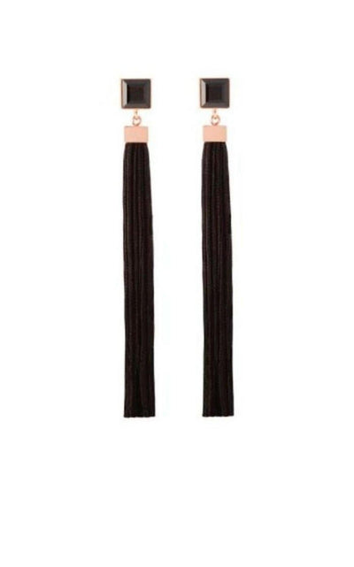 May Moma Fay Rose Gold Fringes Crystal Earrings - Runway Catalog