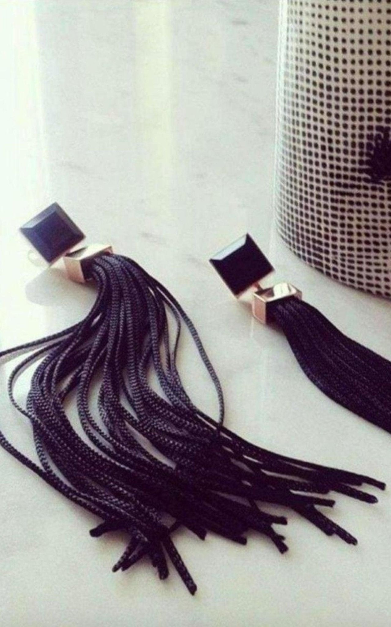 May Moma Fay Rose Gold Fringes Crystal Earrings - Runway Catalog