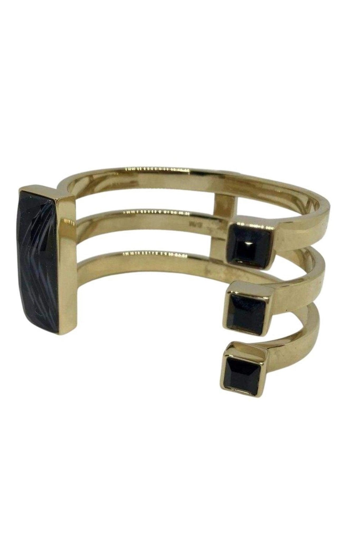 May Moma Gold Fay Black Onyx Semiprecious Baguette Bracelet - Runway Catalog