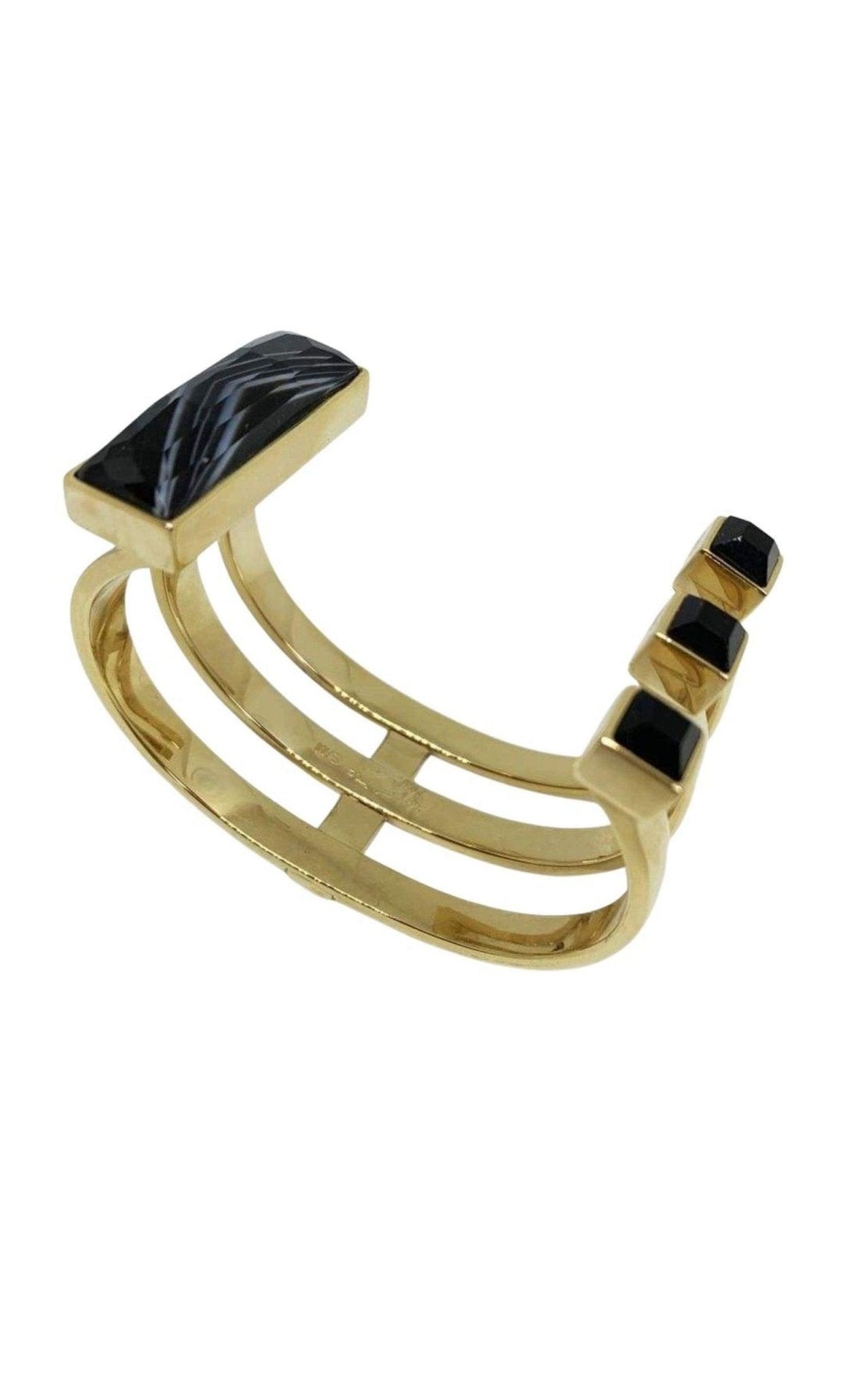May Moma Gold Fay Black Onyx Semiprecious Baguette Bracelet - Runway Catalog