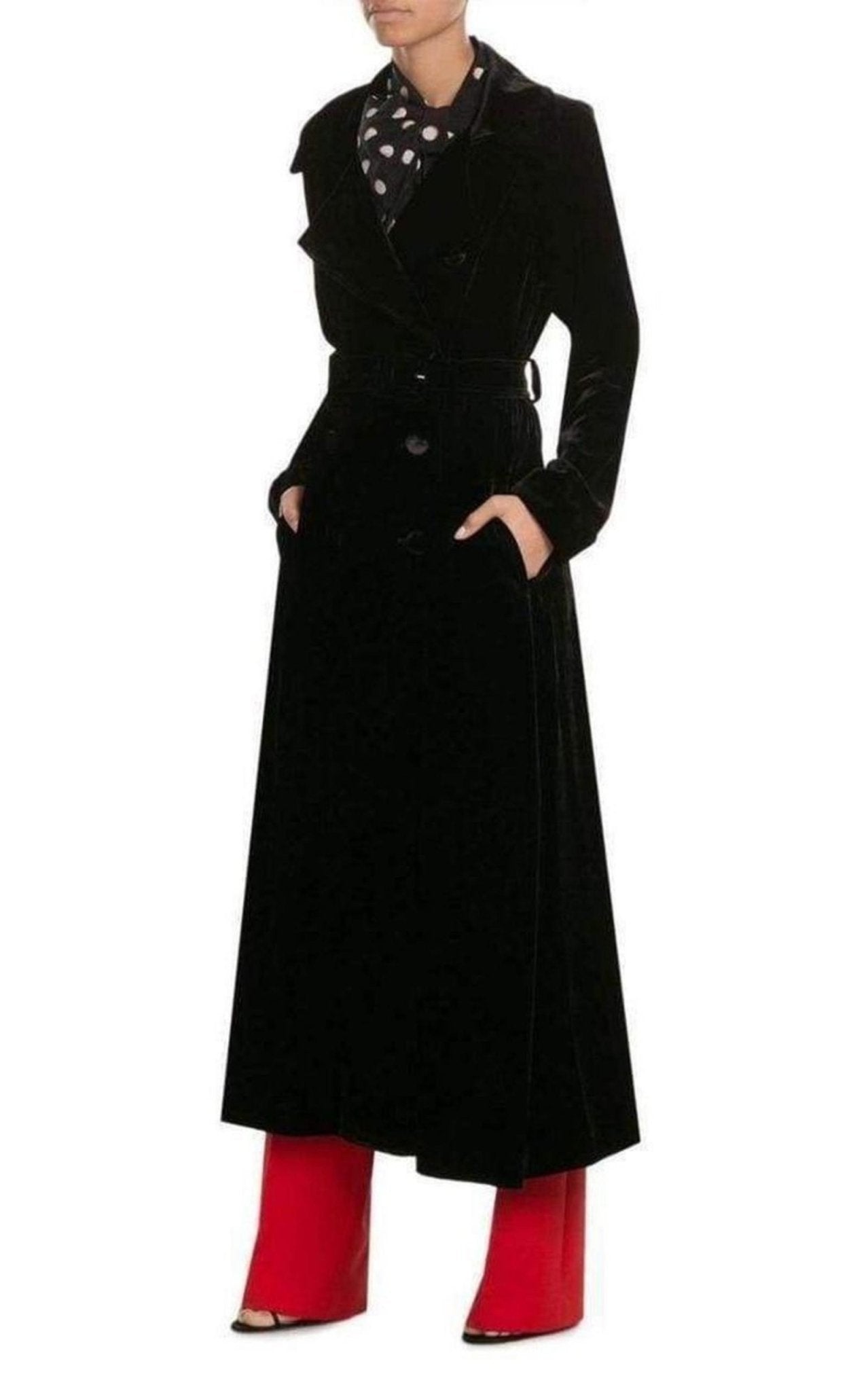 ALEXANDER MCUEEN コート McQ - Alexander McQueen Black Silk Blend Velvet Trench Coat