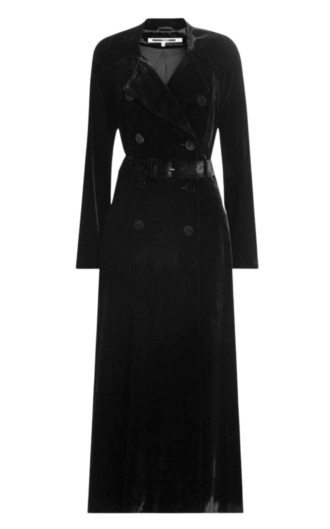 McQ - Alexander McQueen Black Silk Blend Velvet Trench Coat - Runway Catalog