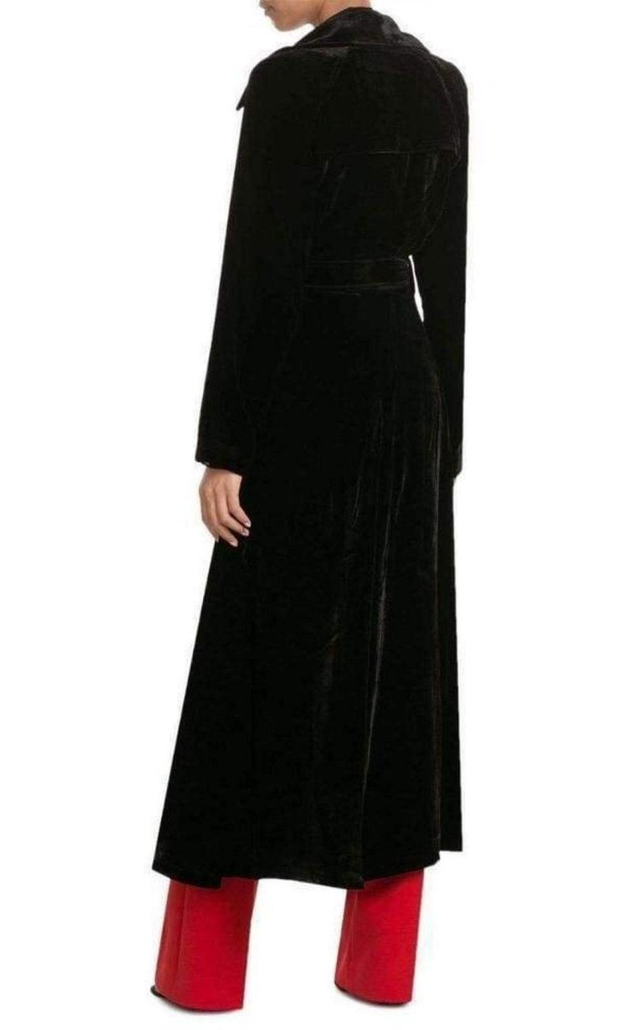 McQ - Alexander McQueen Black Silk Blend Velvet Trench Coat - Runway Catalog