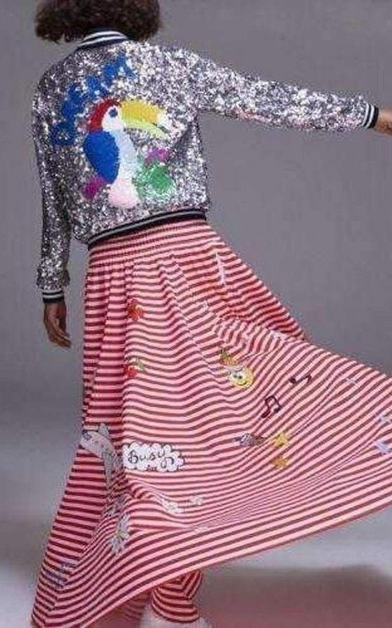 Mira Mikati Mira Mikati Red White Stripe Cotton Skirt Dress - Runway Catalog