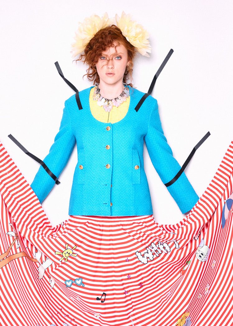 Mira Mikati Mira Mikati Red White Stripe Cotton Skirt Dress - Runway Catalog