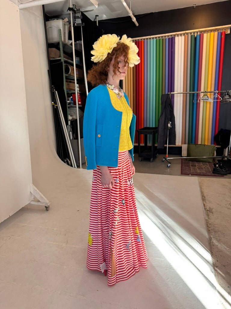 Mira Mikati Mira Mikati Red White Stripe Cotton Skirt Dress - Runway Catalog