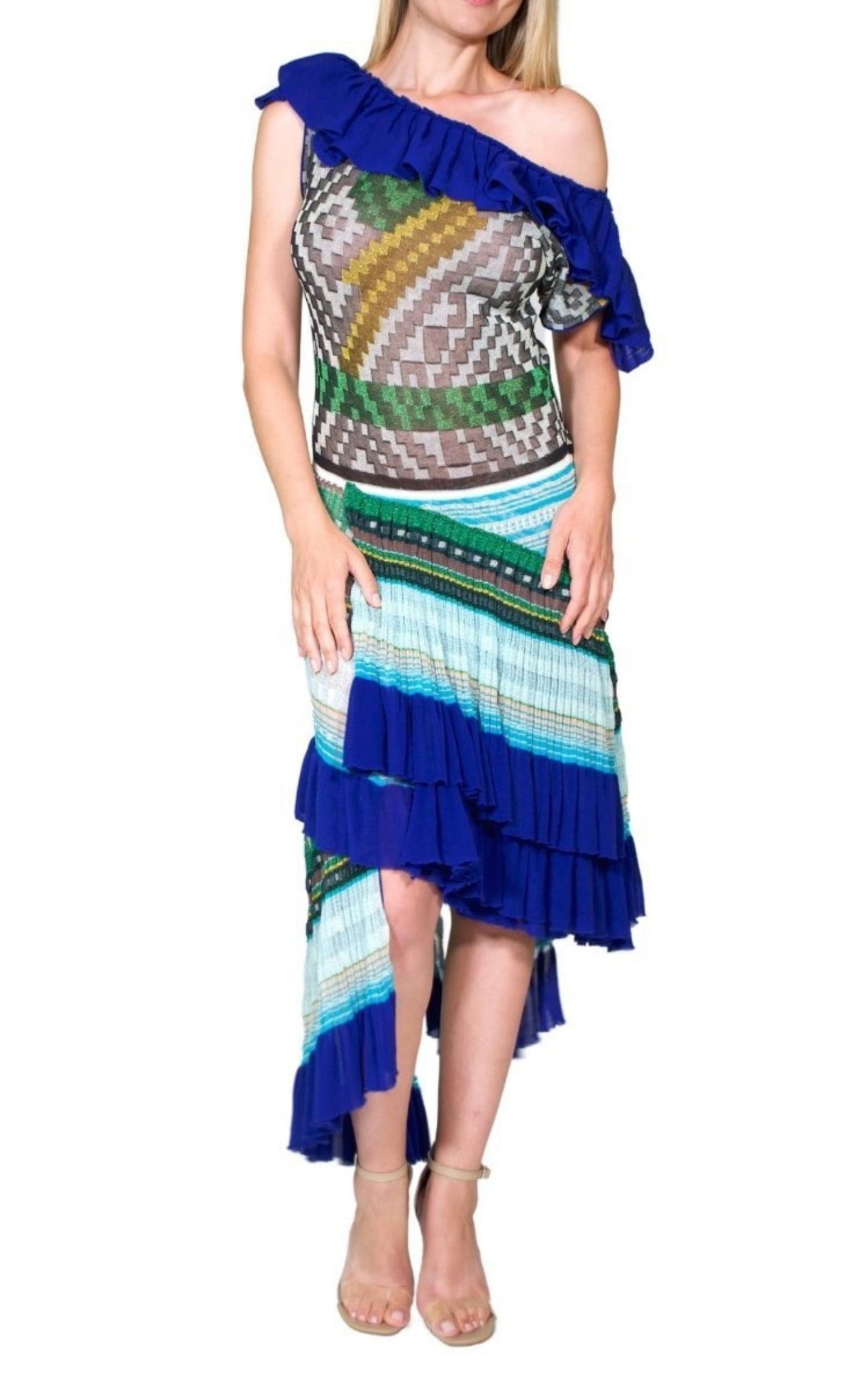 Roude Ruffled Crochet Knit Dress Missoni