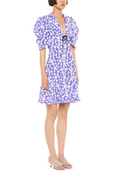 Marocain Floral Print Silk Dress Miu Miu