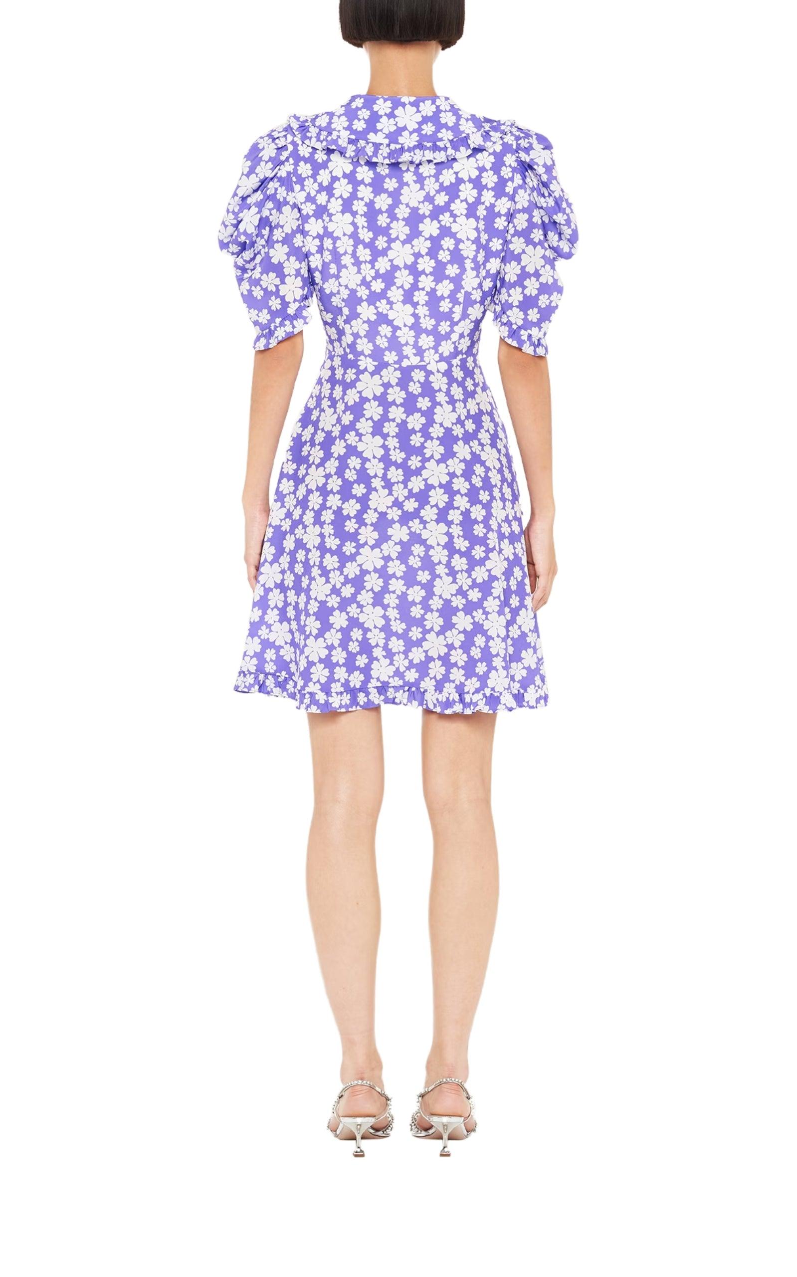 Marocain Floral Print Silk Dress Miu Miu