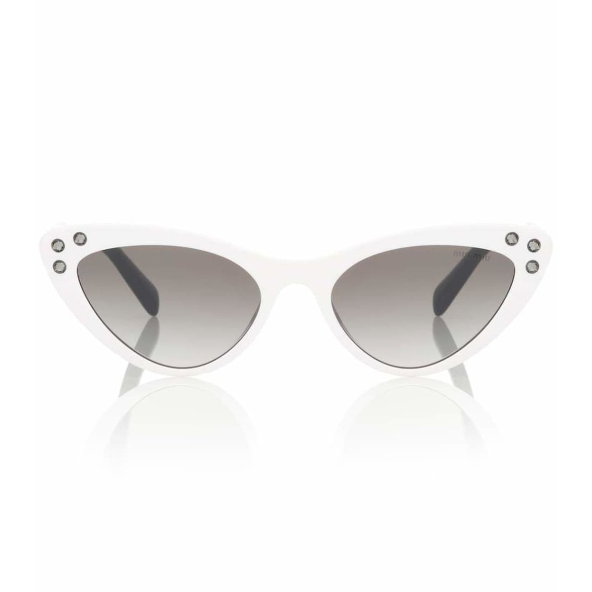 Miu Miu White Cat-Eye Sunglasses Silver Mirror Gradient Lens