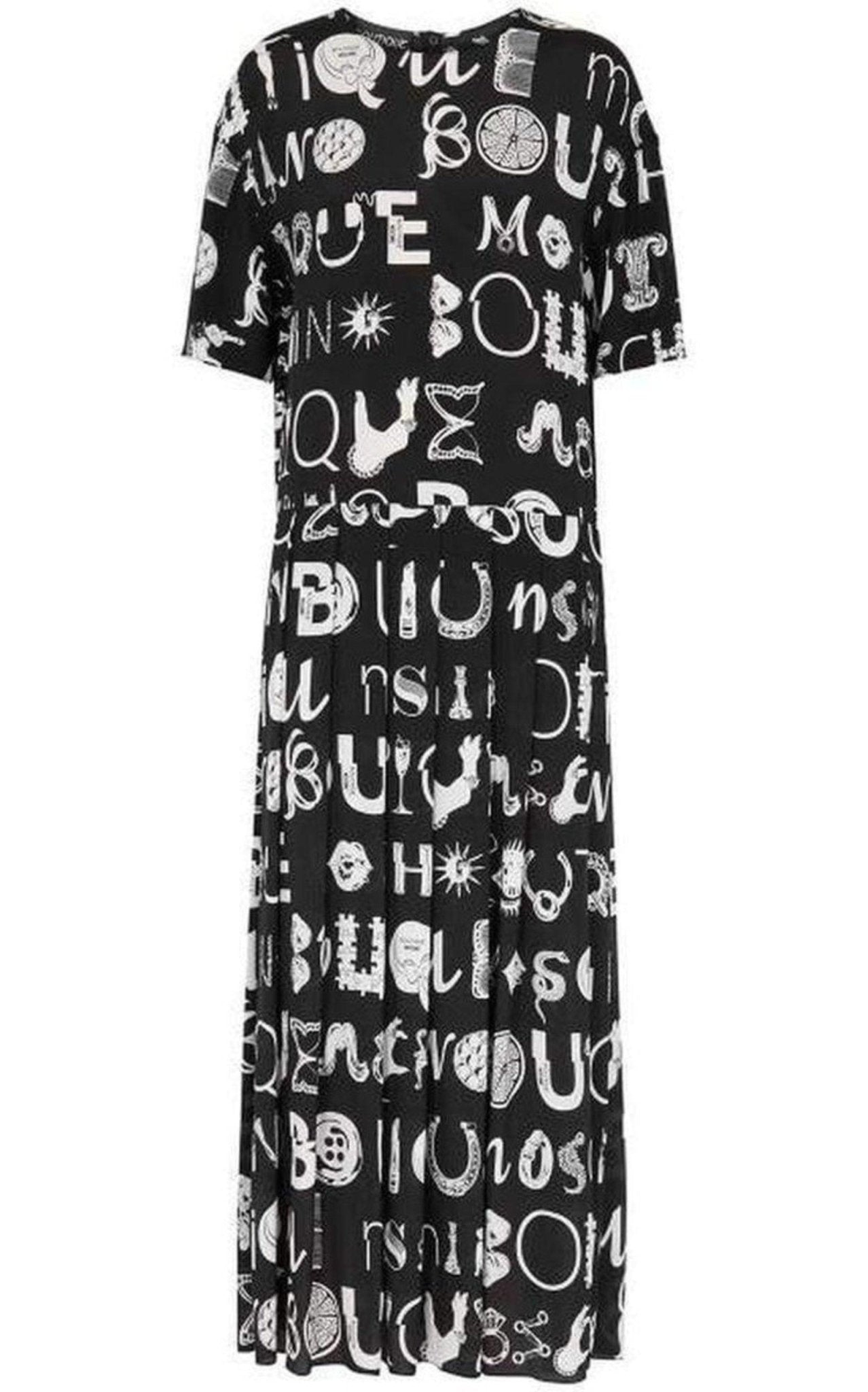 Moschino Black Typography - Print Maxi Dress - Runway Catalog