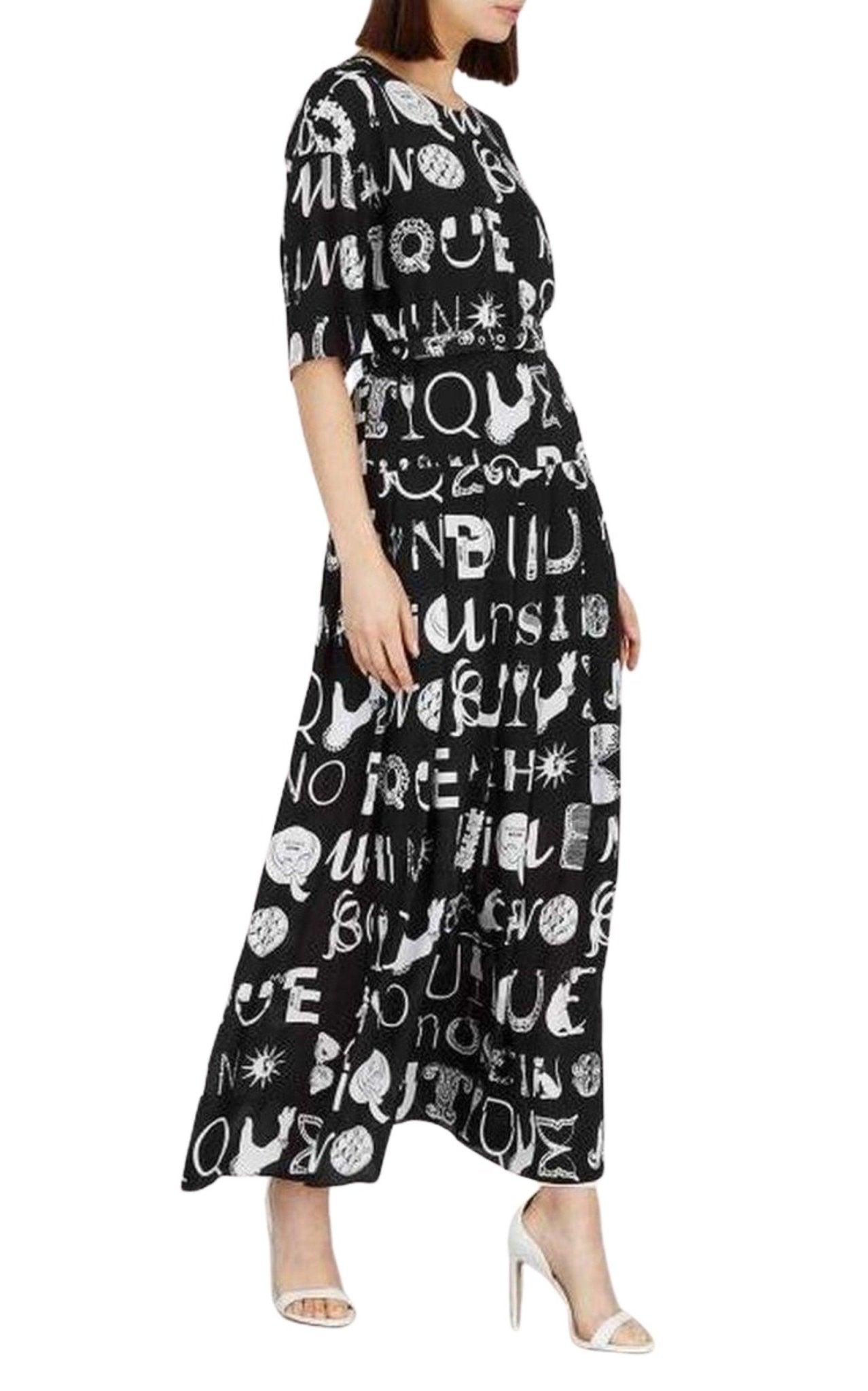 Moschino Black Typography - Print Maxi Dress - Runway Catalog