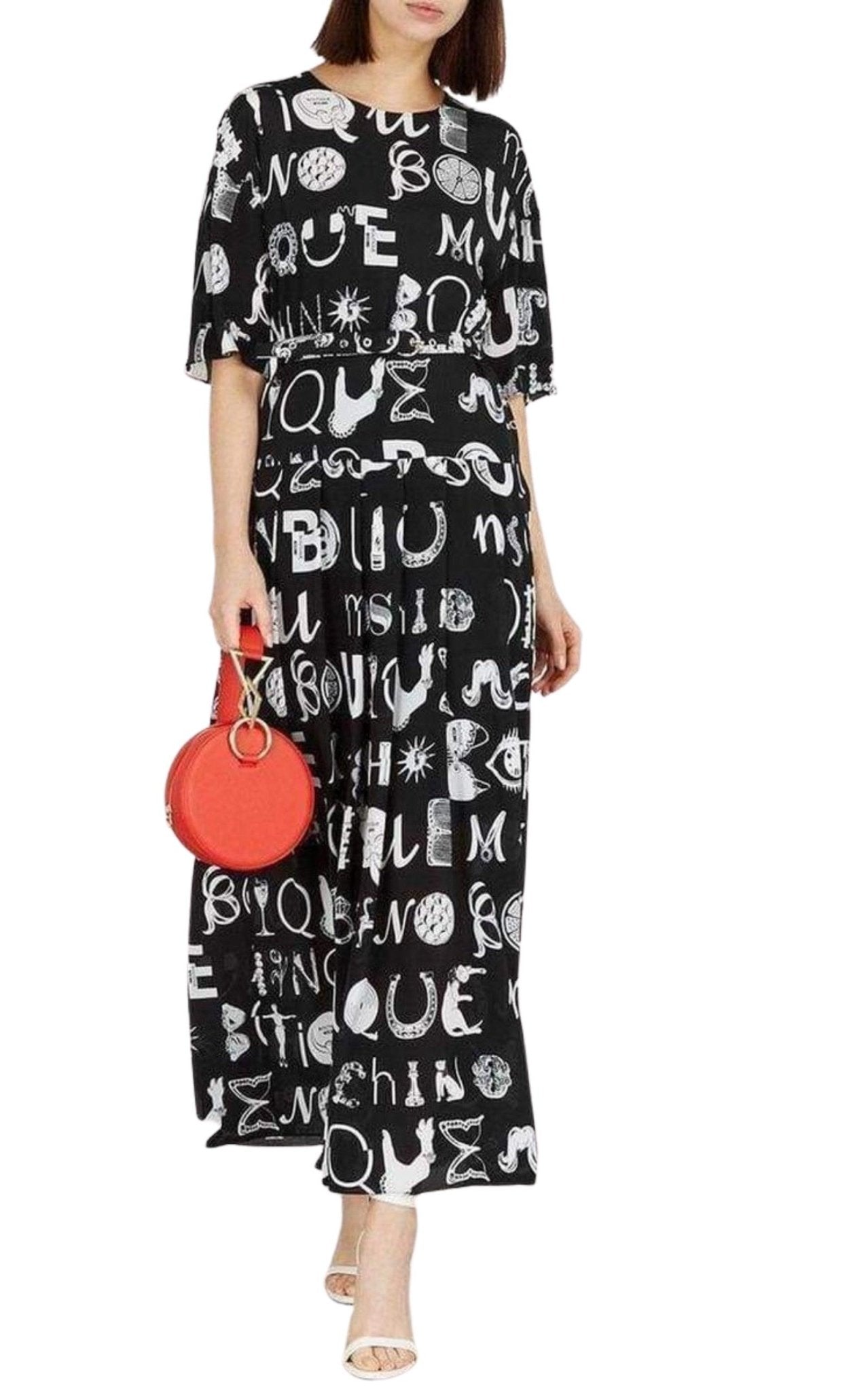 Moschino Black Typography - Print Maxi Dress - Runway Catalog