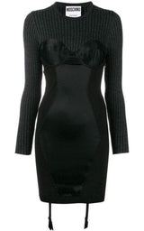 Couture Bustier Knitted and Satin Dress Moschino